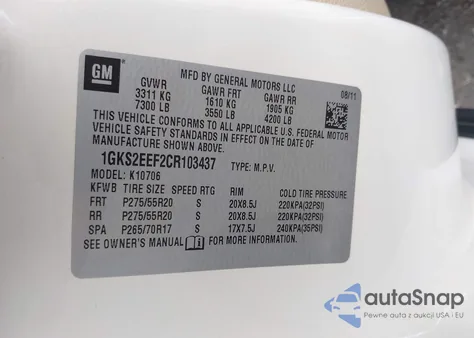 2012 GMC Yukon Denali from USA, damaged, VIN 1GKS2EEF2CR103437